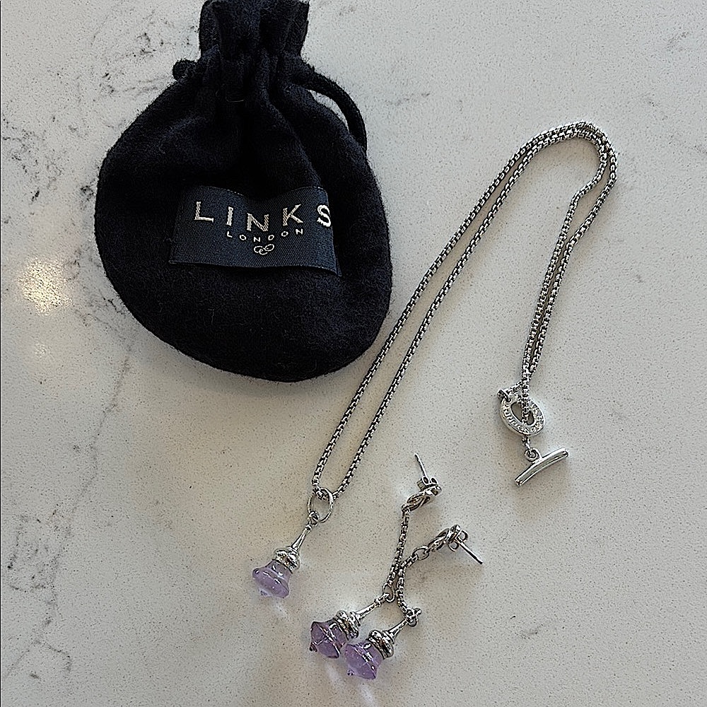Silver and Purple Links London Necklace